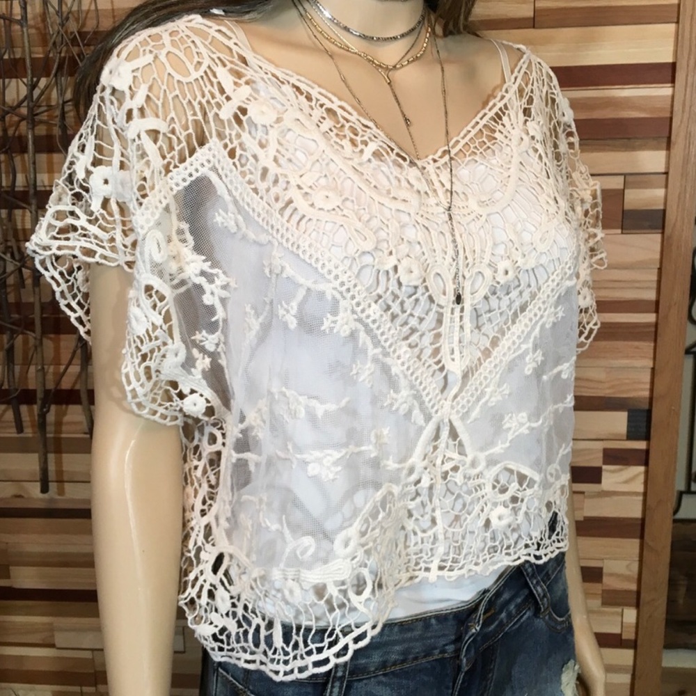NEW LACE and MESH CROP TOP ~ last 1 - Picture 9 of 14